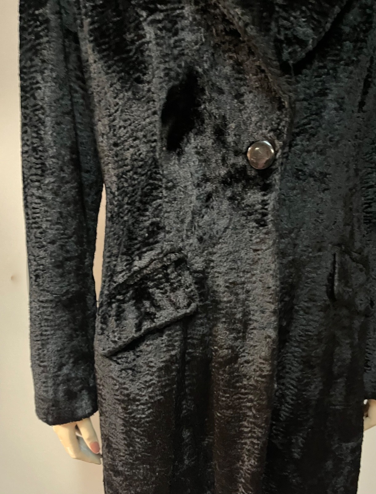 Vintage J Peterman Tour de Force Persian Lamb Velvet Jacket Size 12 Bust 40
