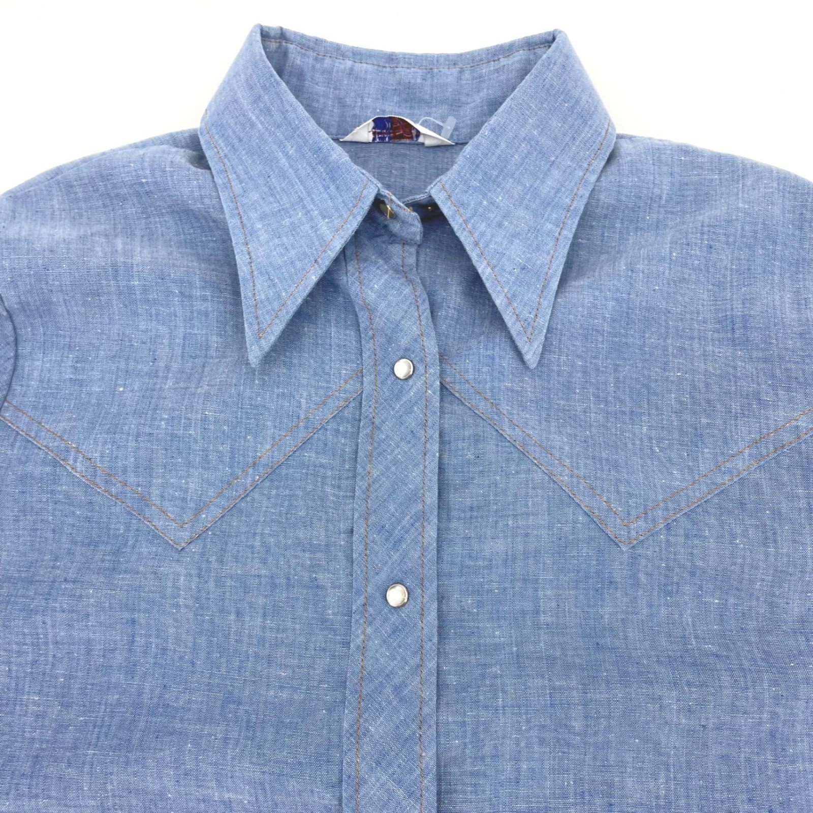 Vtg 70s Levis For Gals Western Shirt Looped L Tag Pearl Snaps L 20″ PTP Rare