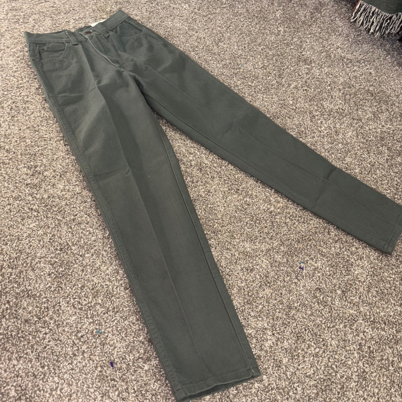 Vintage 90s Jordache High Waist Taper Jeans Green NWT DEADSTOCK fits 24″ 3/4 5/6