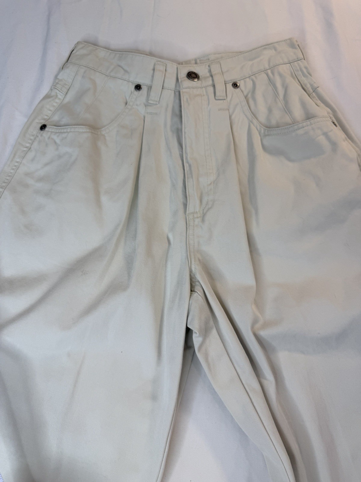 Vintage 80s Hunters Run White Jeans Sz 4 High Waist Baggy Mom Jeans