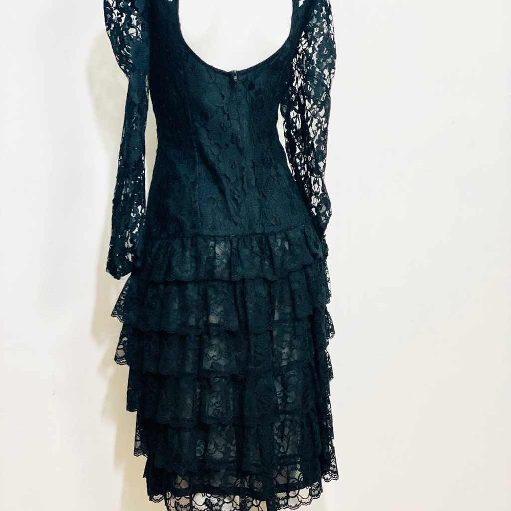 Wednesday Dresses Collections / Beene Black Lace Dress with ruffles
