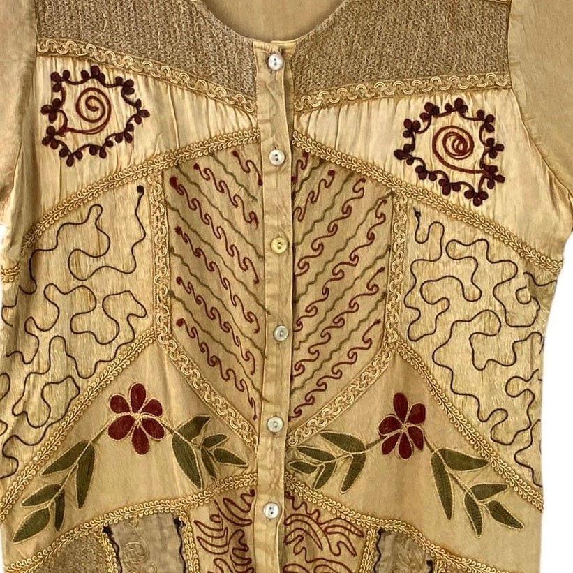 Vintage Boho Embroidered Tunic Top Size 1X New Without Tag