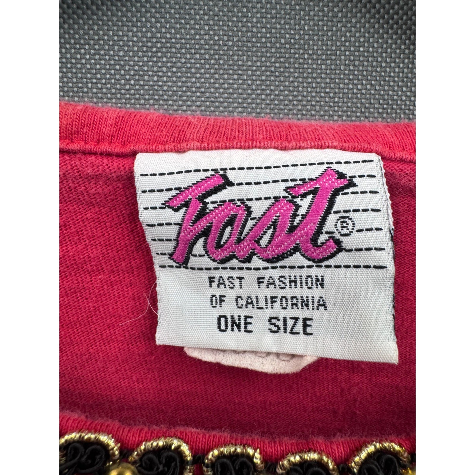 Fast Fashion of California Vintage Hot Pink Studded Charm Embellished Tee OS