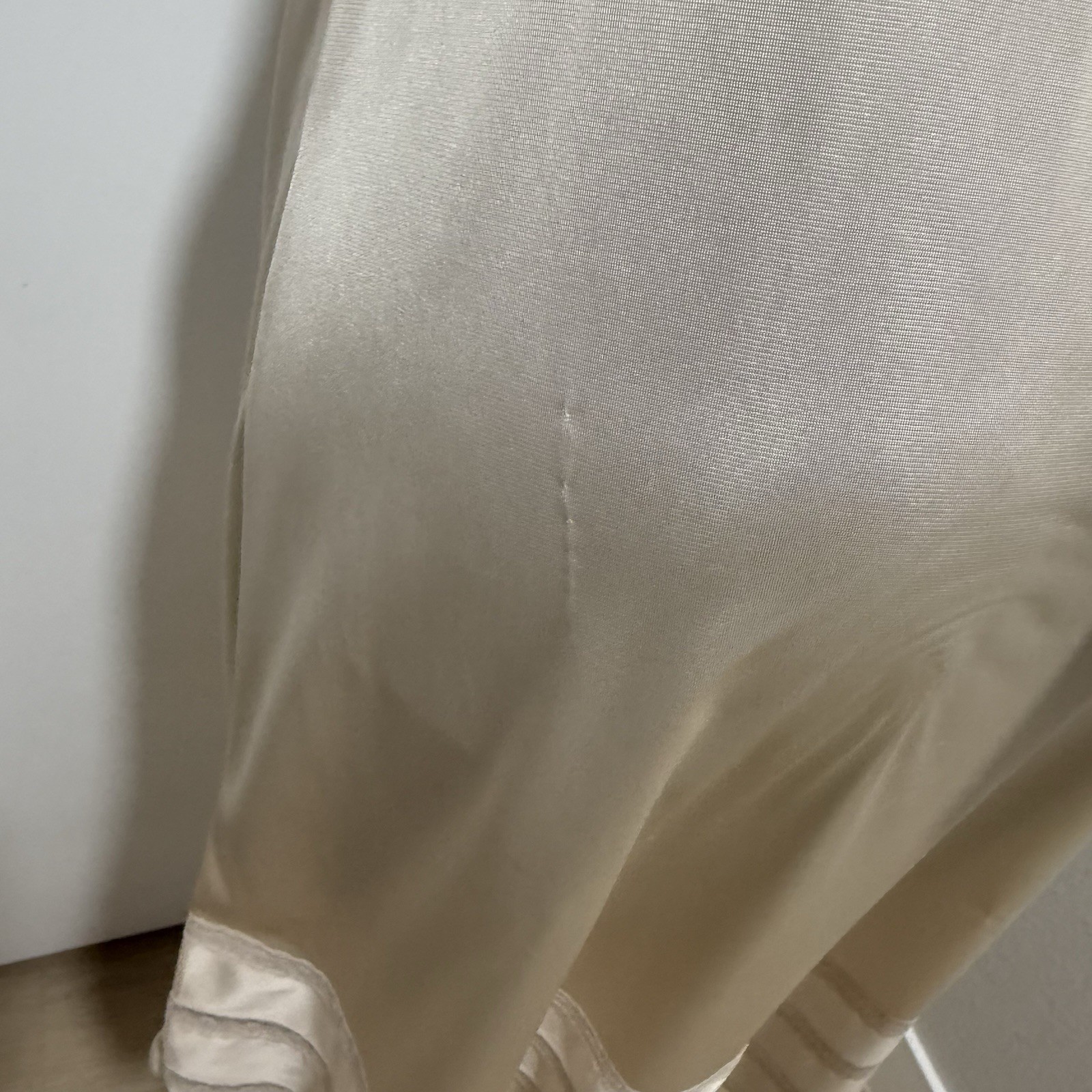 Sears Full Slip sz 34 Nude Beige Nylon Cut Away Lace Trim to Shorten