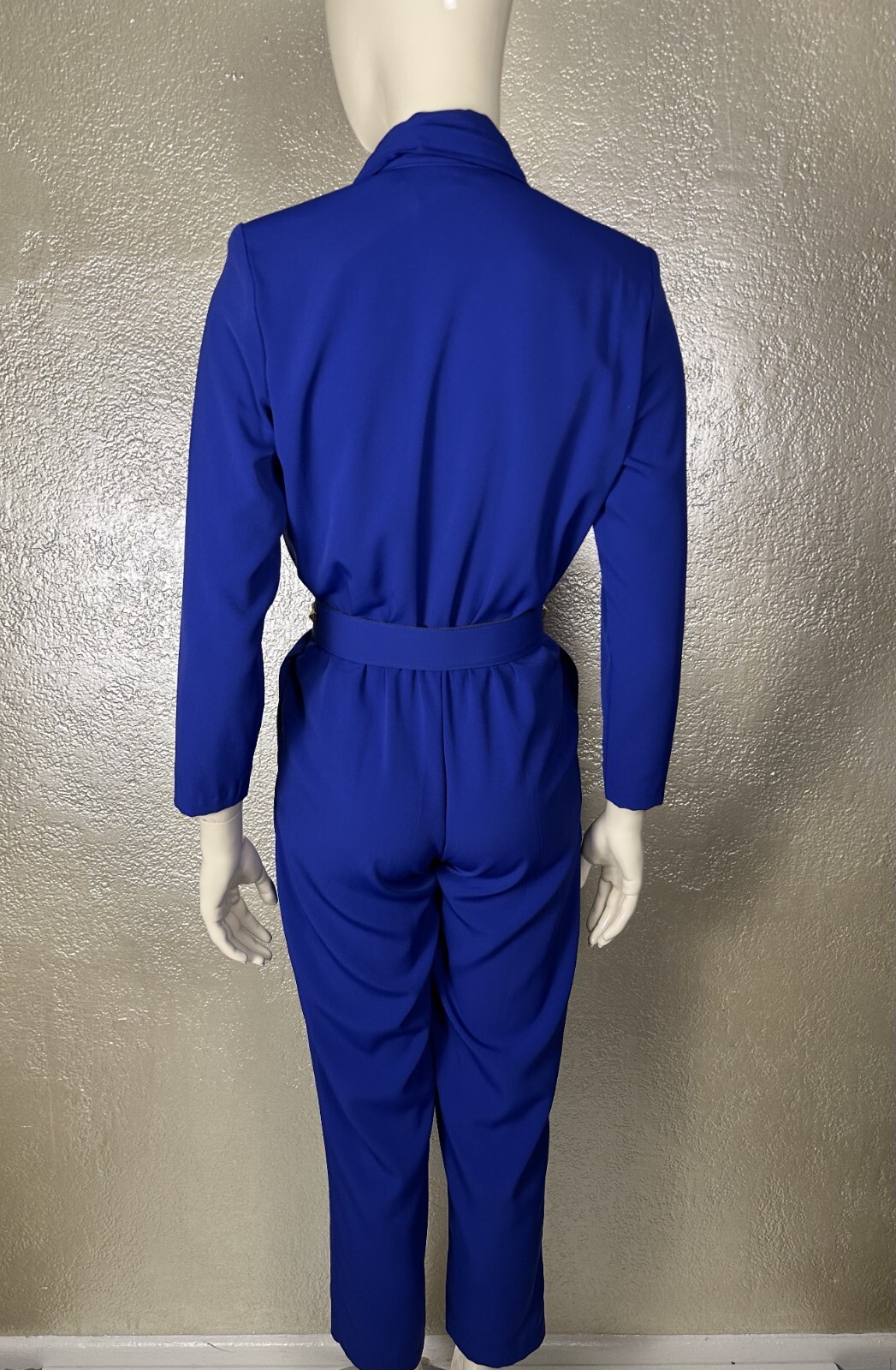Vintage 1980s Ladies JOAN WALTERS Electric Blue Jumpsuit w/Studded Belt