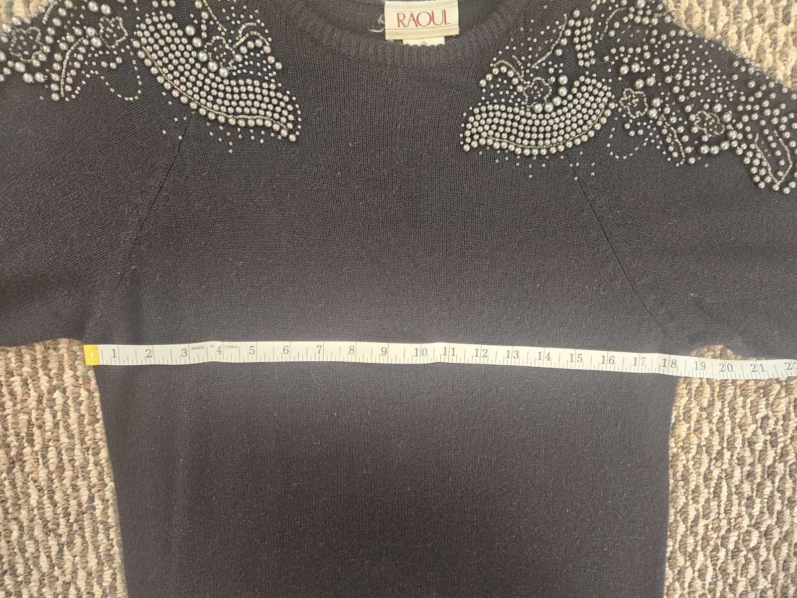 Rauol dress Pearl Beaded Sleeve Sweater Black Size S oversized vintage casual