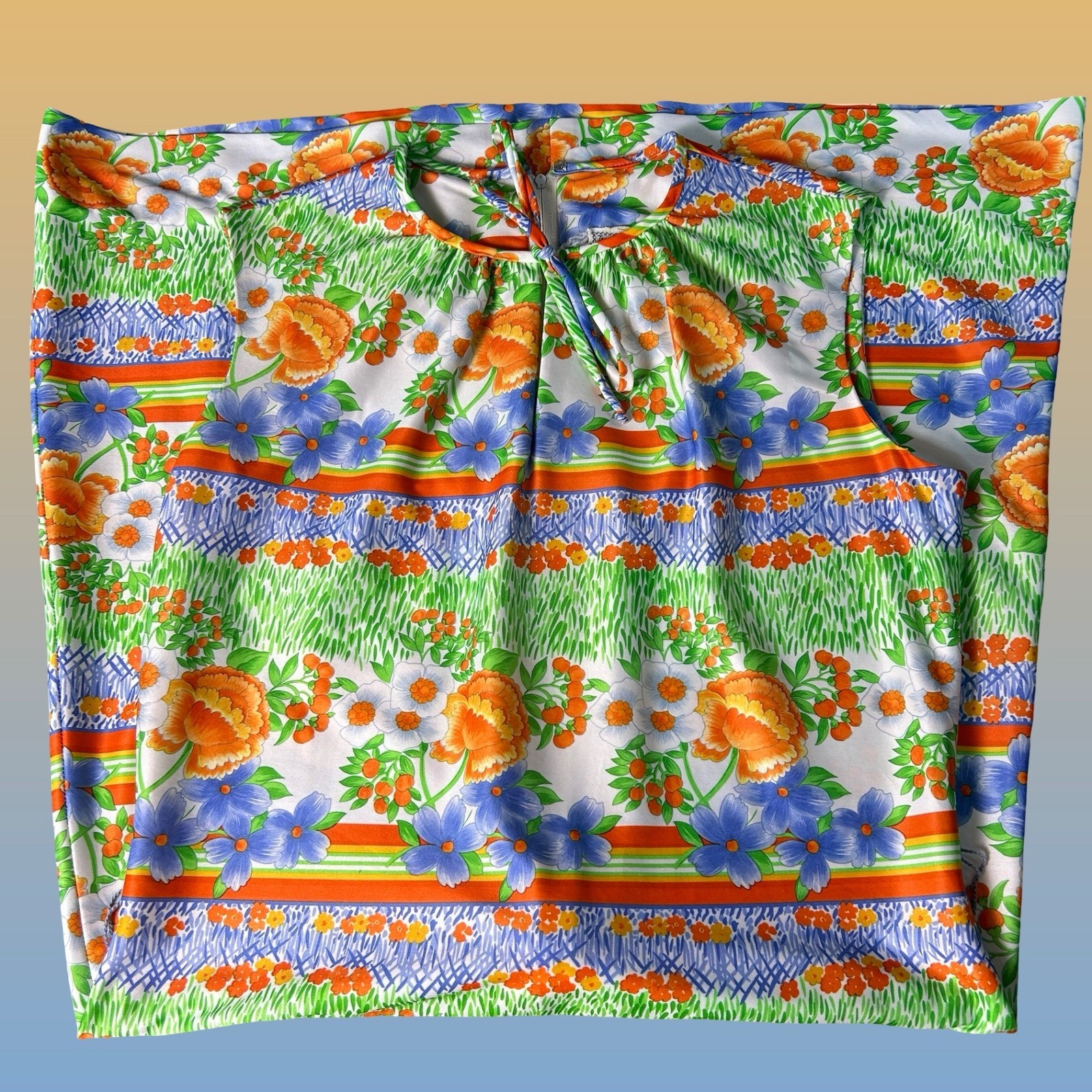 Trends by Jerrie Lurie Maxi Dress Womens Large Multi Color Excellent 70s Floral