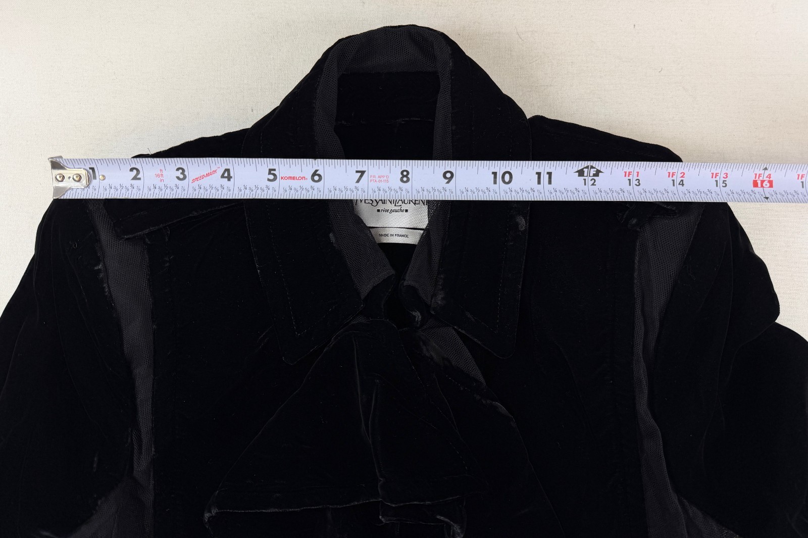 Vintage YSL YVES SAINT LAURENT Velvet Ruffle Jacket 36 38 Black Mesh Panel 2003