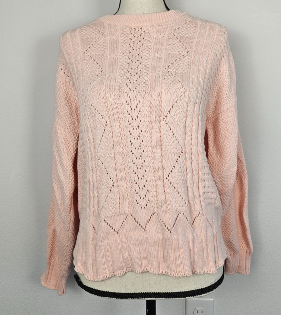 Vintage Picket and Post 100% Cotton Pink Sweater Size Large