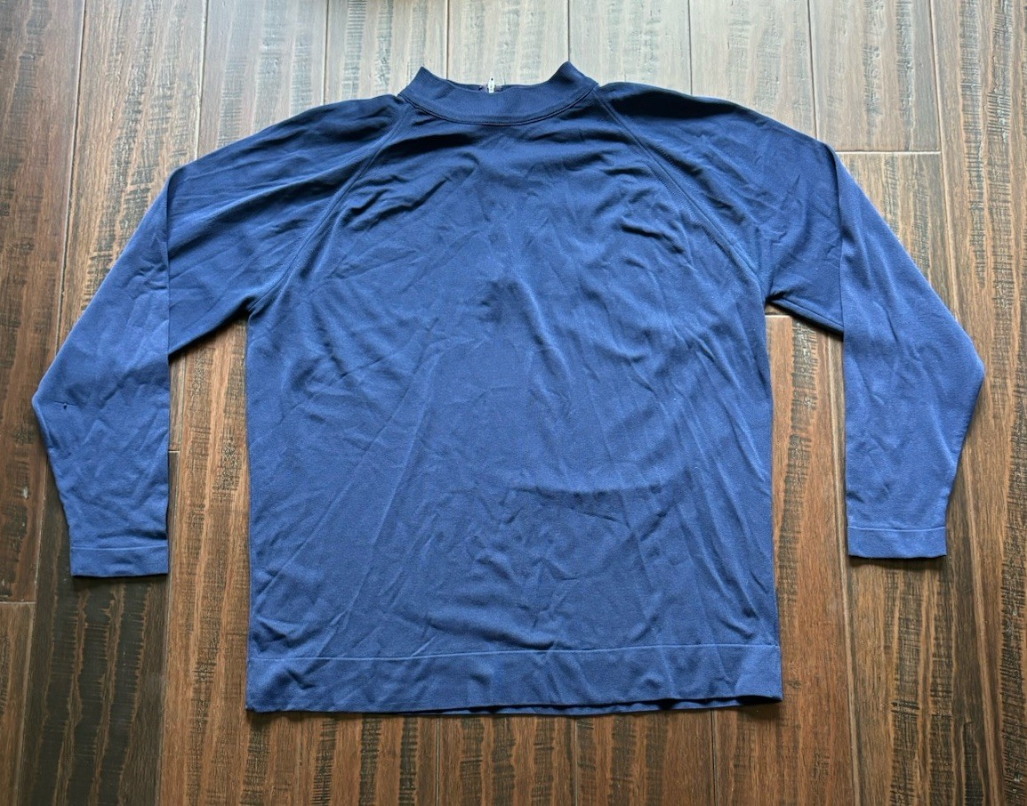 Vintage 1960s Danskin Top Womens 44 L Mock Turtleneck Nylon Dance Shirt MOD Read