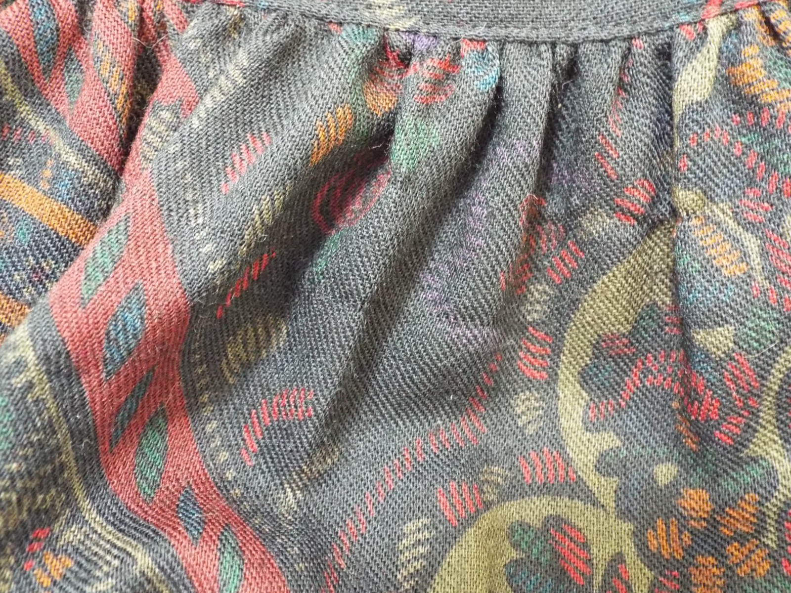 Vintage 1980s KENZO Paisley Wool Dress French Cuffs Pussybow Pockets Sakowitz