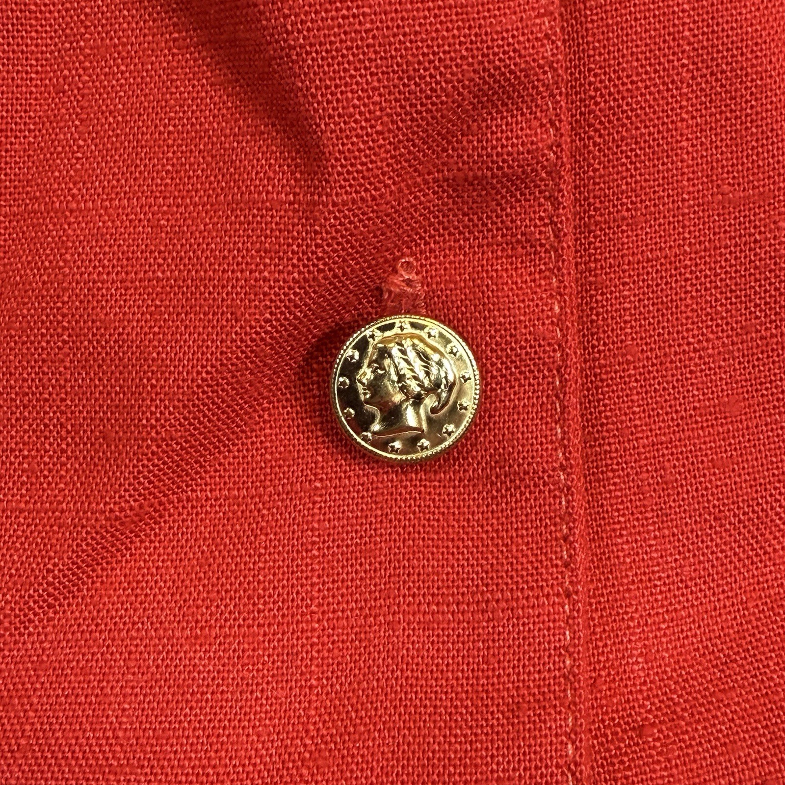 Vintage Wild Party Red Peplum Dress Gold Buttons Cocktail Officewear Sz 11/12