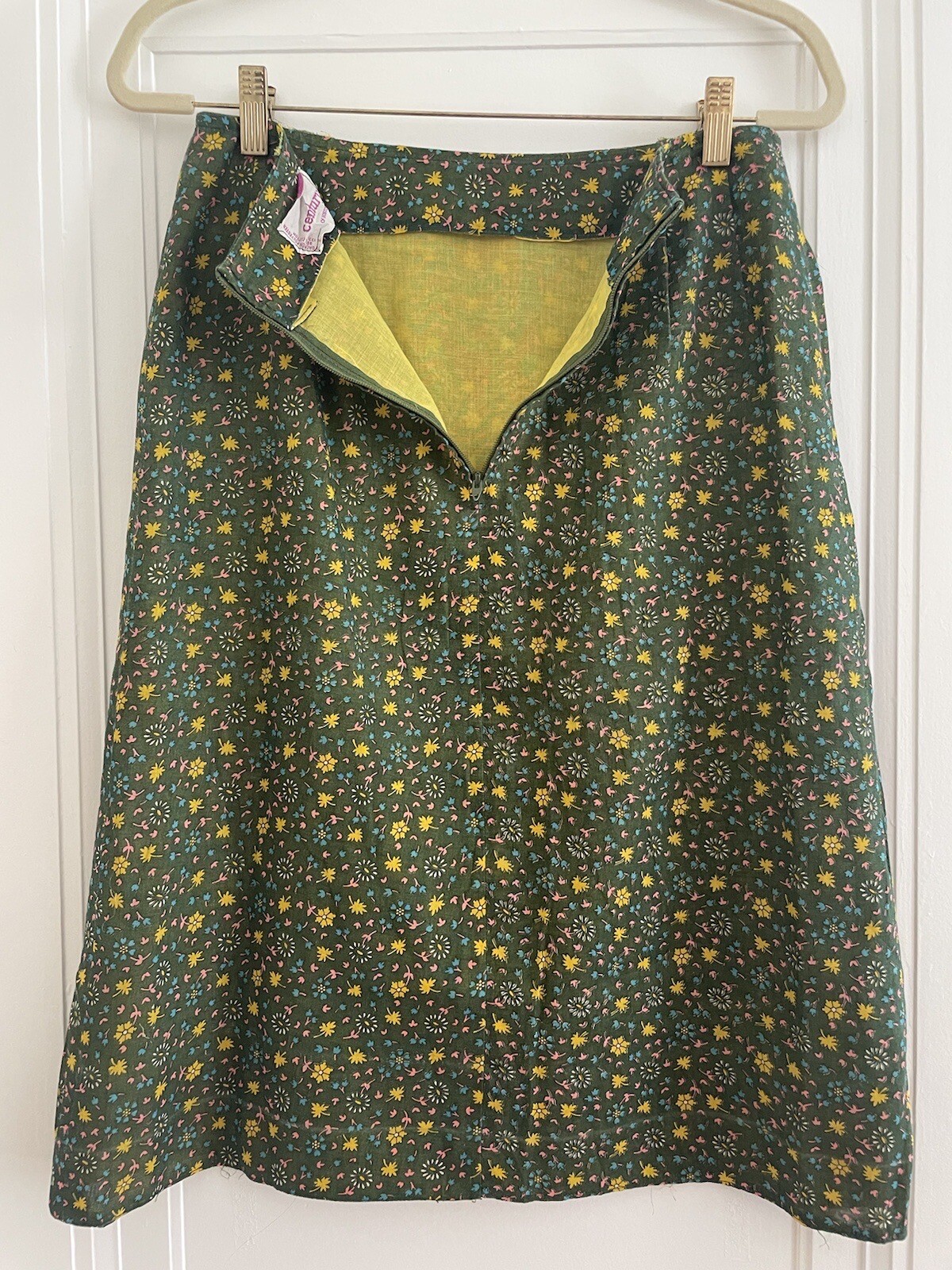 Vintage 60s “Century Of Boston” Wool Boho Groovy Printed Midi Skirt S/M