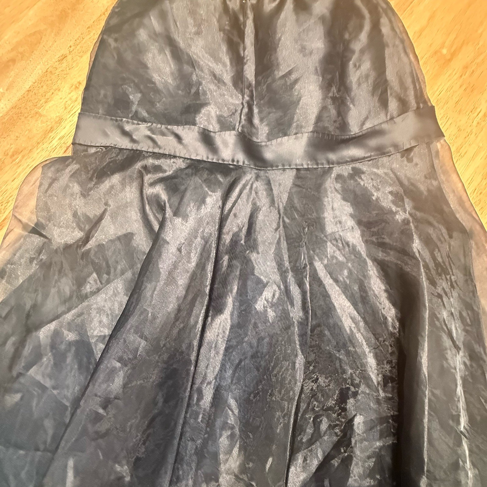 Vtg 80s Victor Costa Black Organza Party Skirt Large Satin Bow Flared Retro Glam
