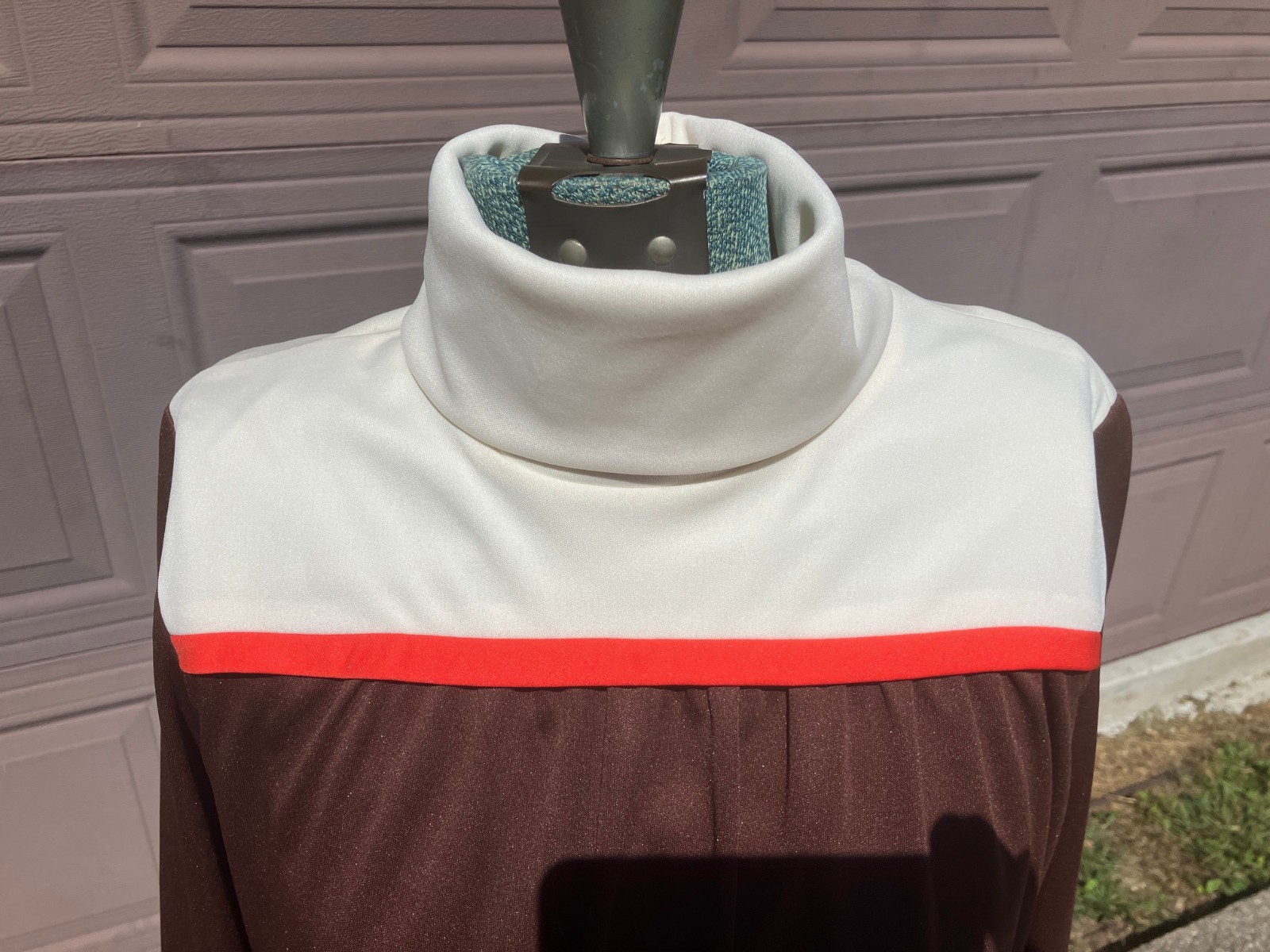 Sunshine Alley dress polyester VTG sz 12 pleated brown ILGWU machine wash dry