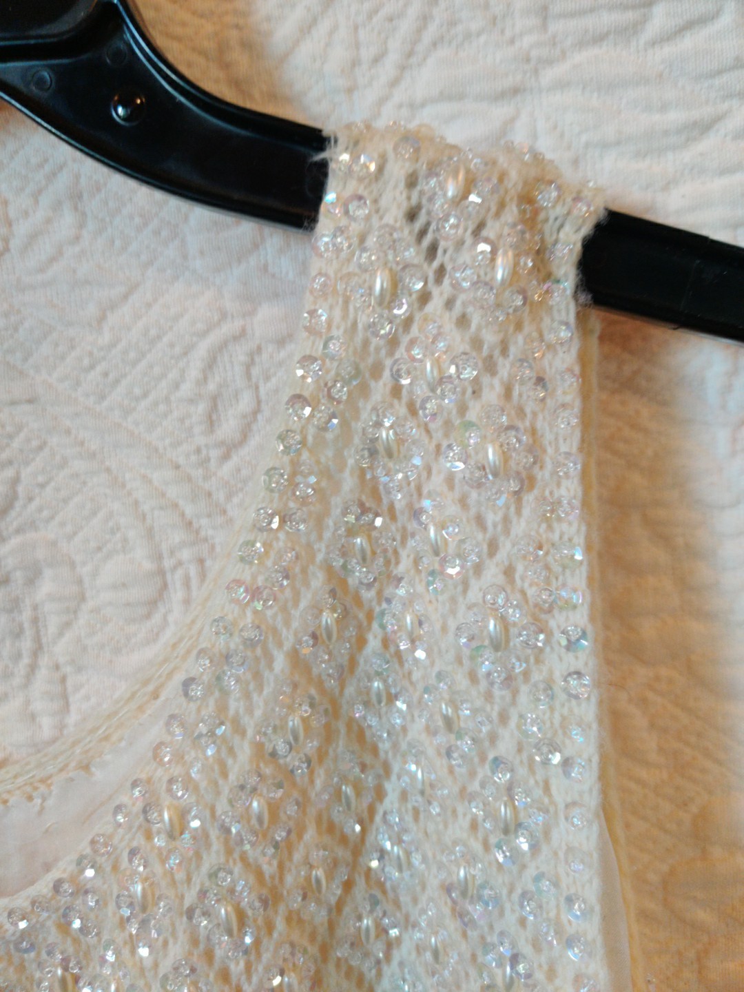 Vintage Beaded Sequined Handmade Knit Evening Sleeveless Top