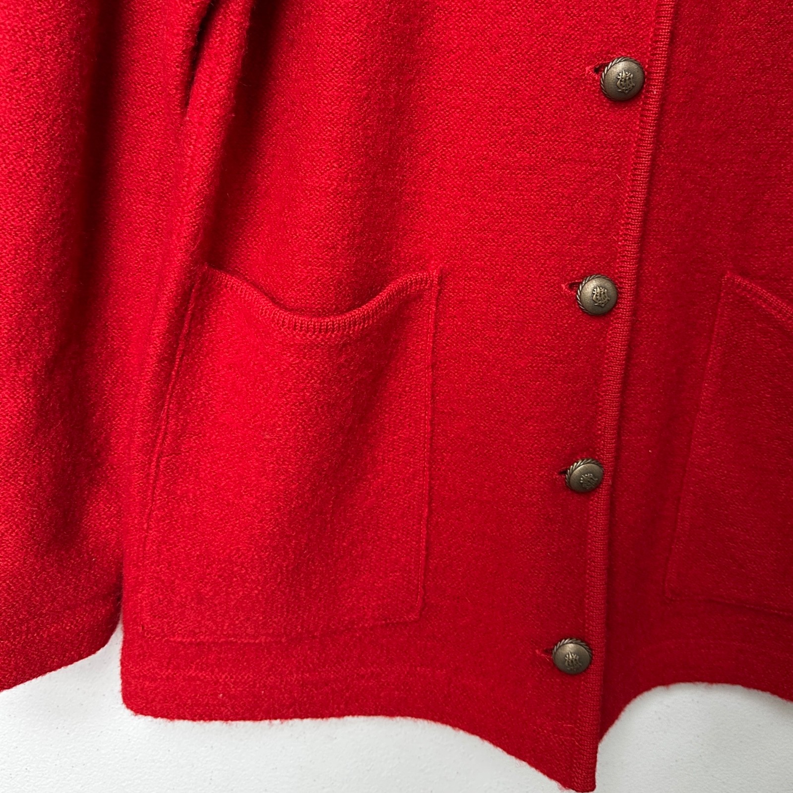 Vtg Harve Benard Medium Red Wool Cardigan Jacket Sweater Coat Womens 12 Coatigan