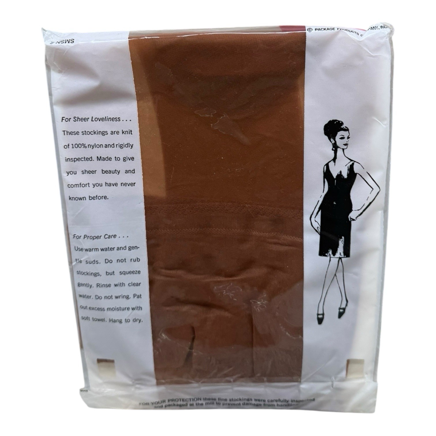 Vintage Seamless Mesh Sheer Nylon Stockings Size 8 1/2 Heel & Toe Cinnamon