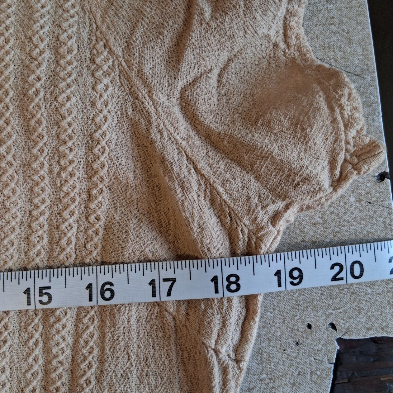 American SouthSIde Upcycled Coffee Stained Tunic Top 100% Cotton Embroidered EUC