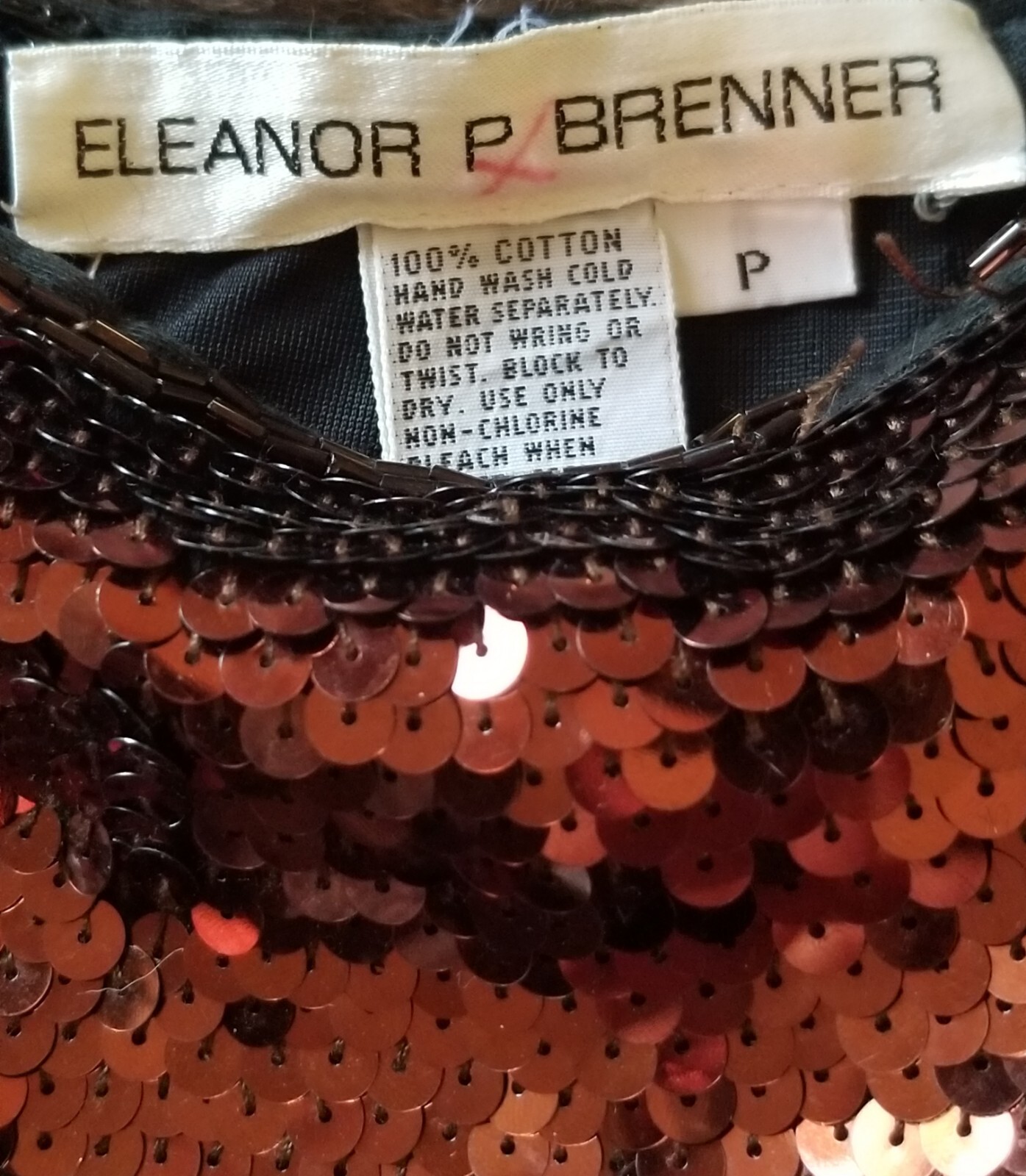 NWOT Vintage Eleanor P. Brenner Bronze Sequin Pencil Mini Skirt Sz P (XS fit)