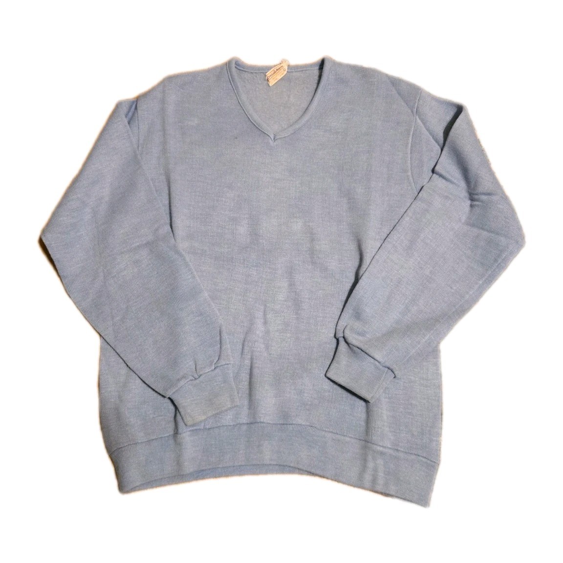 Vintage 70s Creslan And Rayon V-neck Sweater – Baby Blue