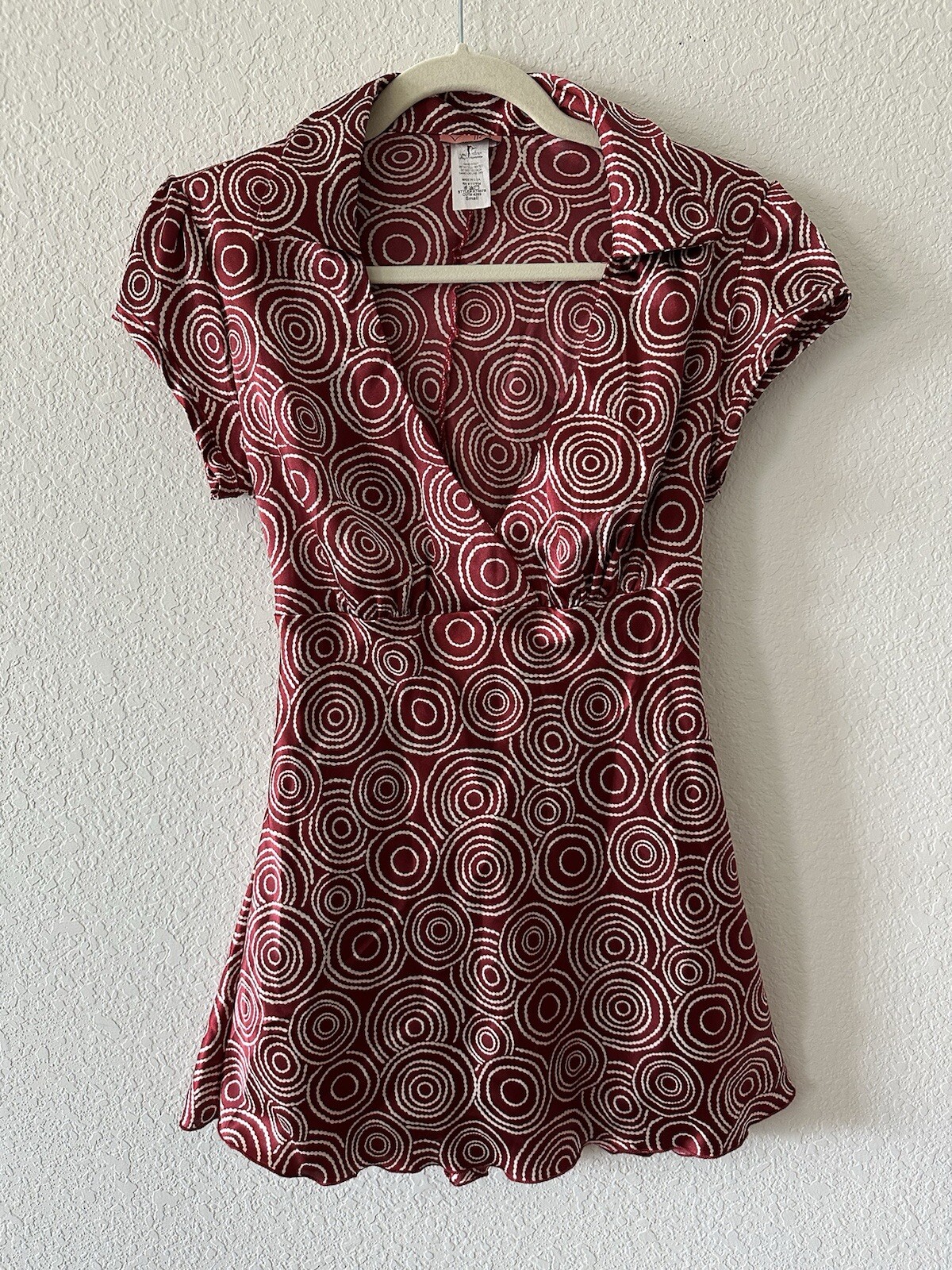 Vintage Voila Satin Swirls Blouse Early 2000’s Y2K Secretary USA Tag NYC Fashion