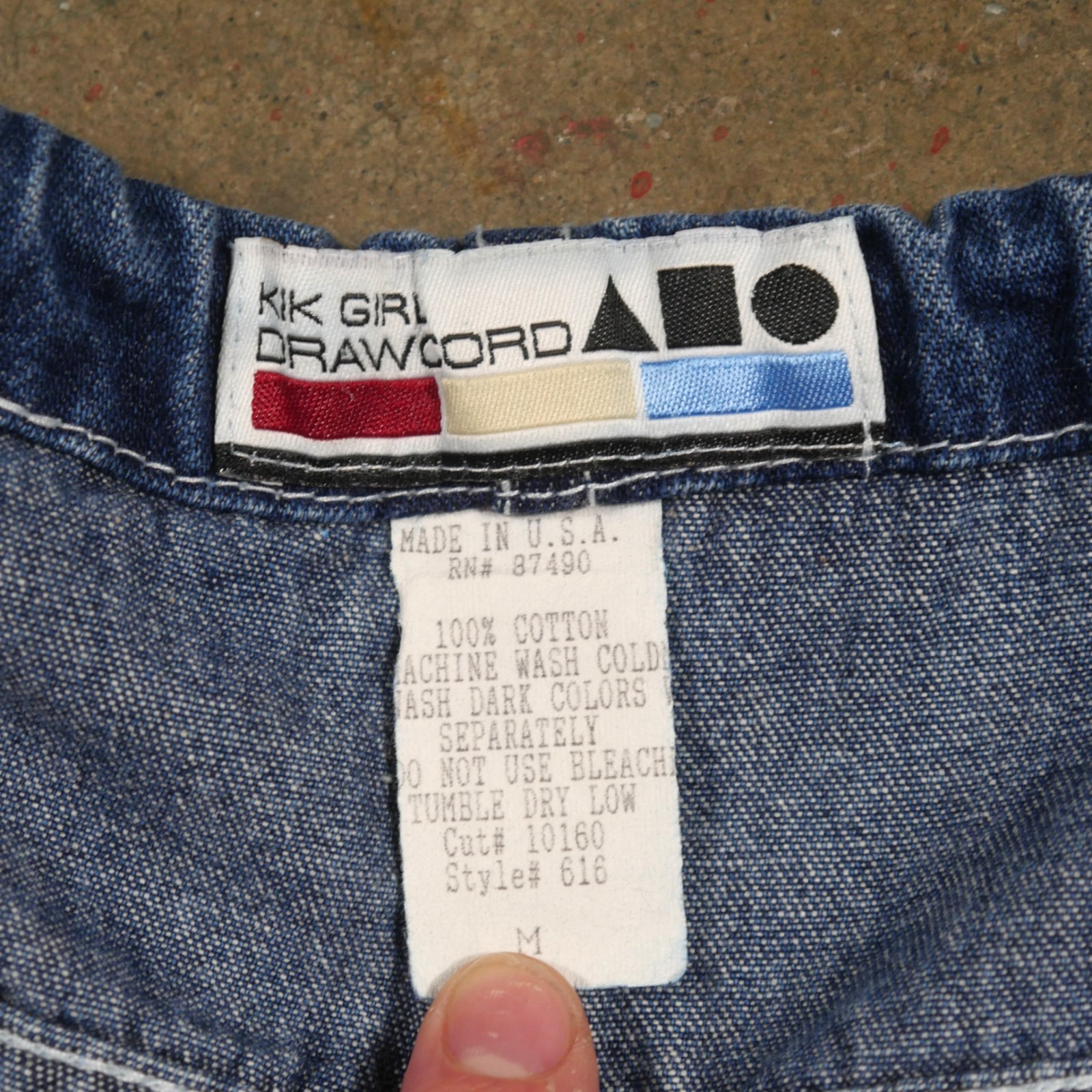 Vintage 90s Kikwear Kik Girl Wide Leg Baggy Drawstring Jeans Size M Rave Jnco US