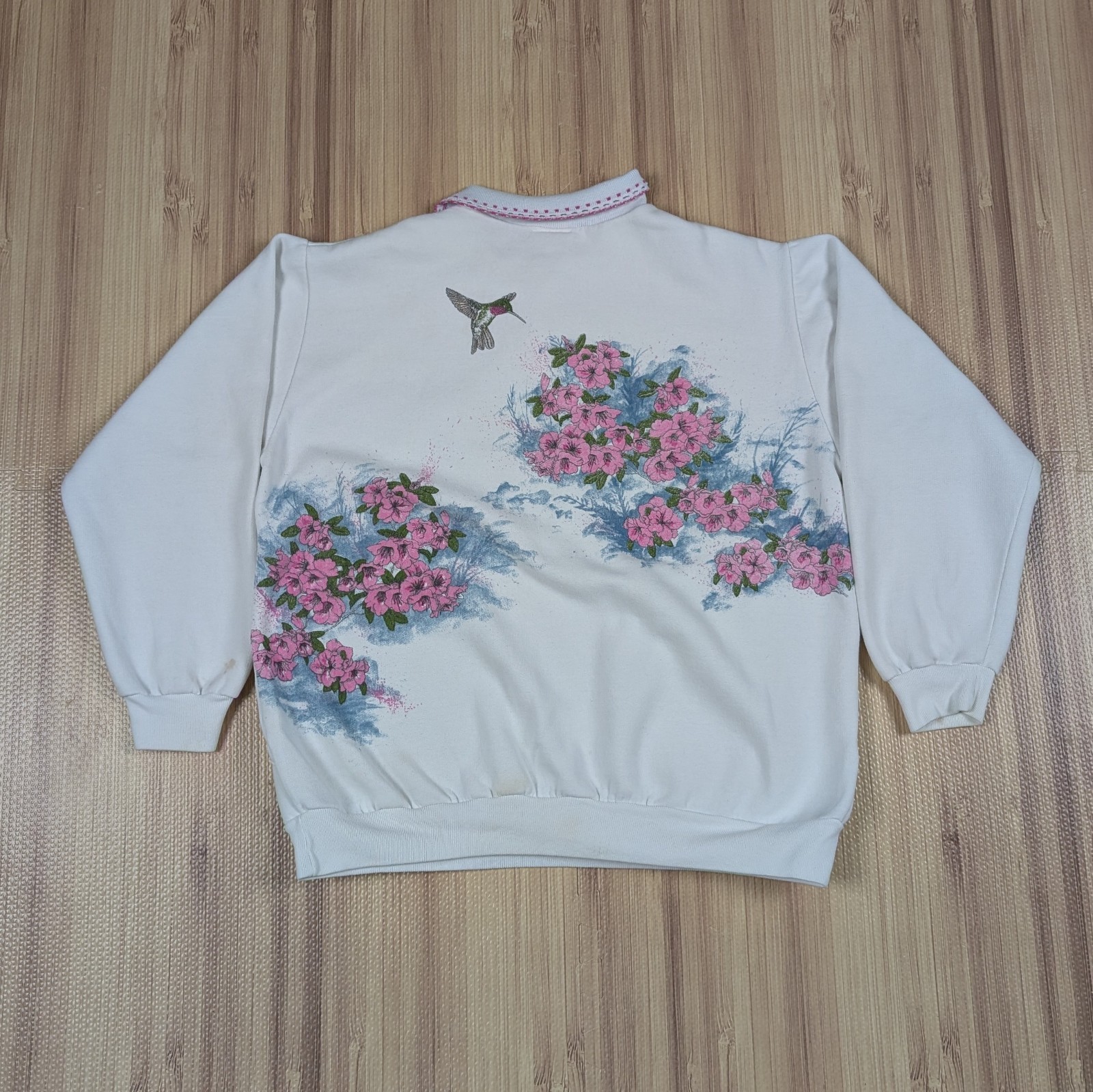 Vintage 90s Art Unlimited Hummingbird Sweatshirt Womens Size M/L Cute Cottage