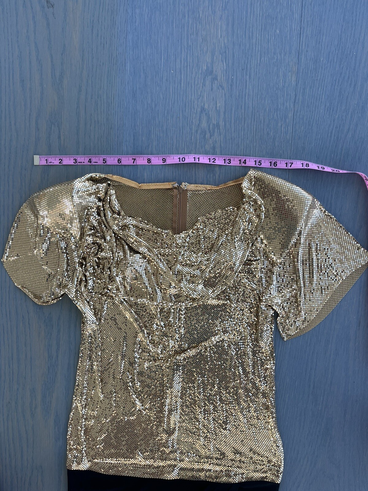 Vintage 1970s Metal Mesh Ferrara Gold Chainmail Dress Lindissima San Juan Small