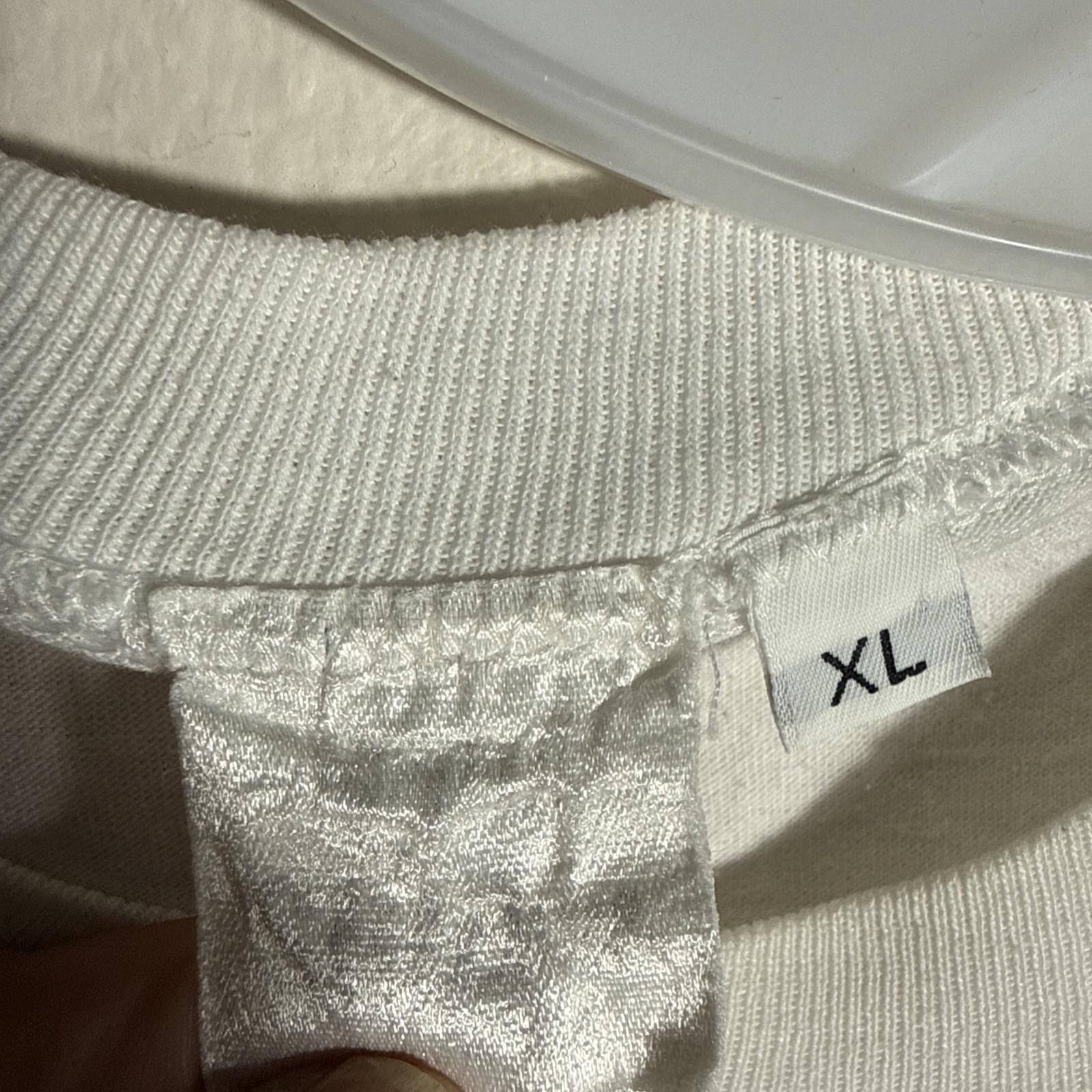 SINGLE STITCH White T Shirt Appliqué Heart Lace Trim Hand Crafted 80s 90s XL