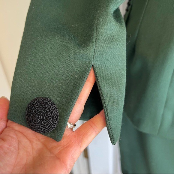 vintage BONPOINT green 100% wool suit black trim France whimsical luxury preppy