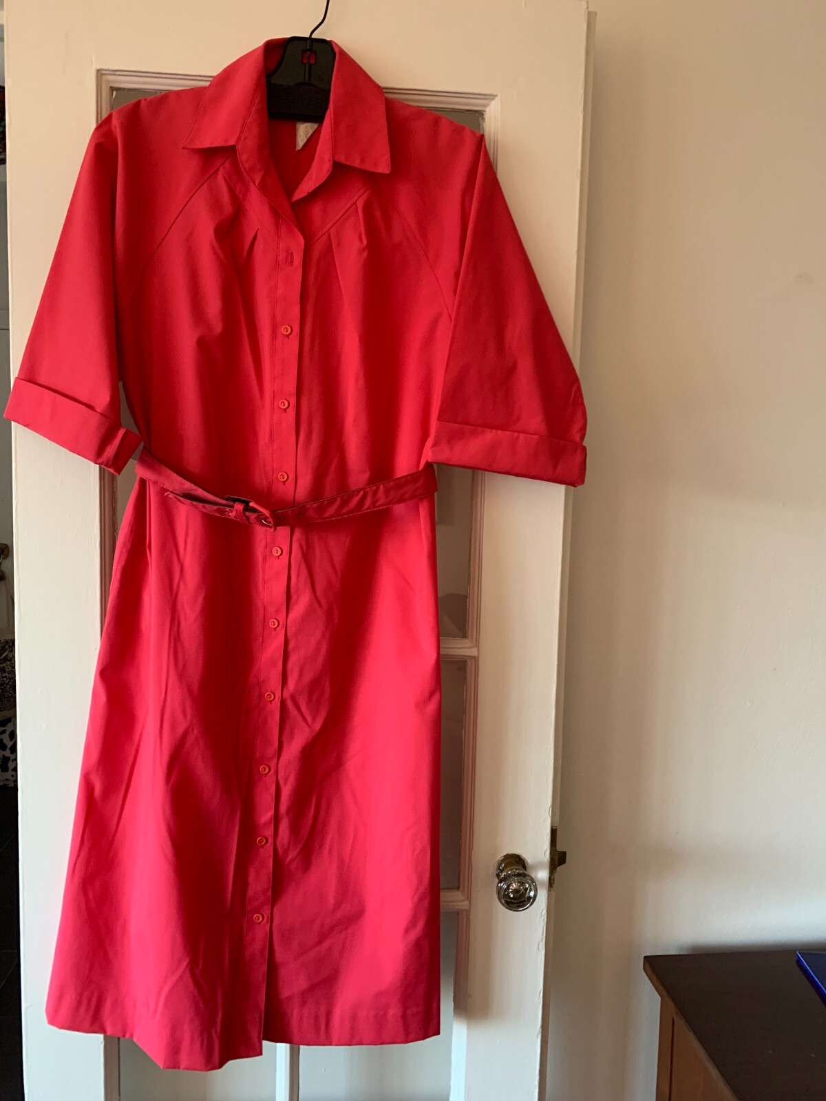 Vintage Willi Of California Women Watermelon 3/4 Sleeve Belted Midi Dress Sz 6