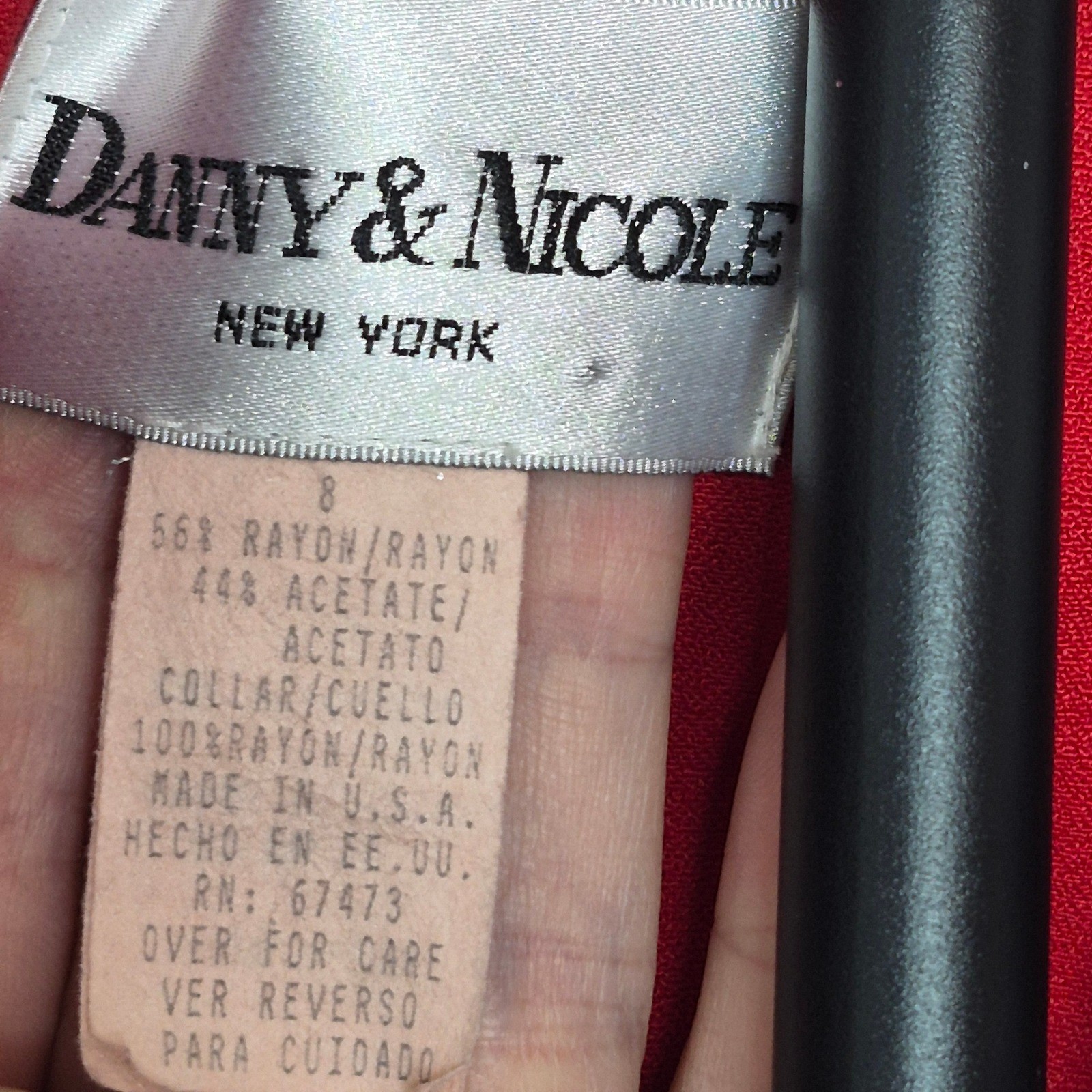 Vintage 80s Danny & Nicole Red Dress Animal Print 8 Made in USA Maximalism Retro