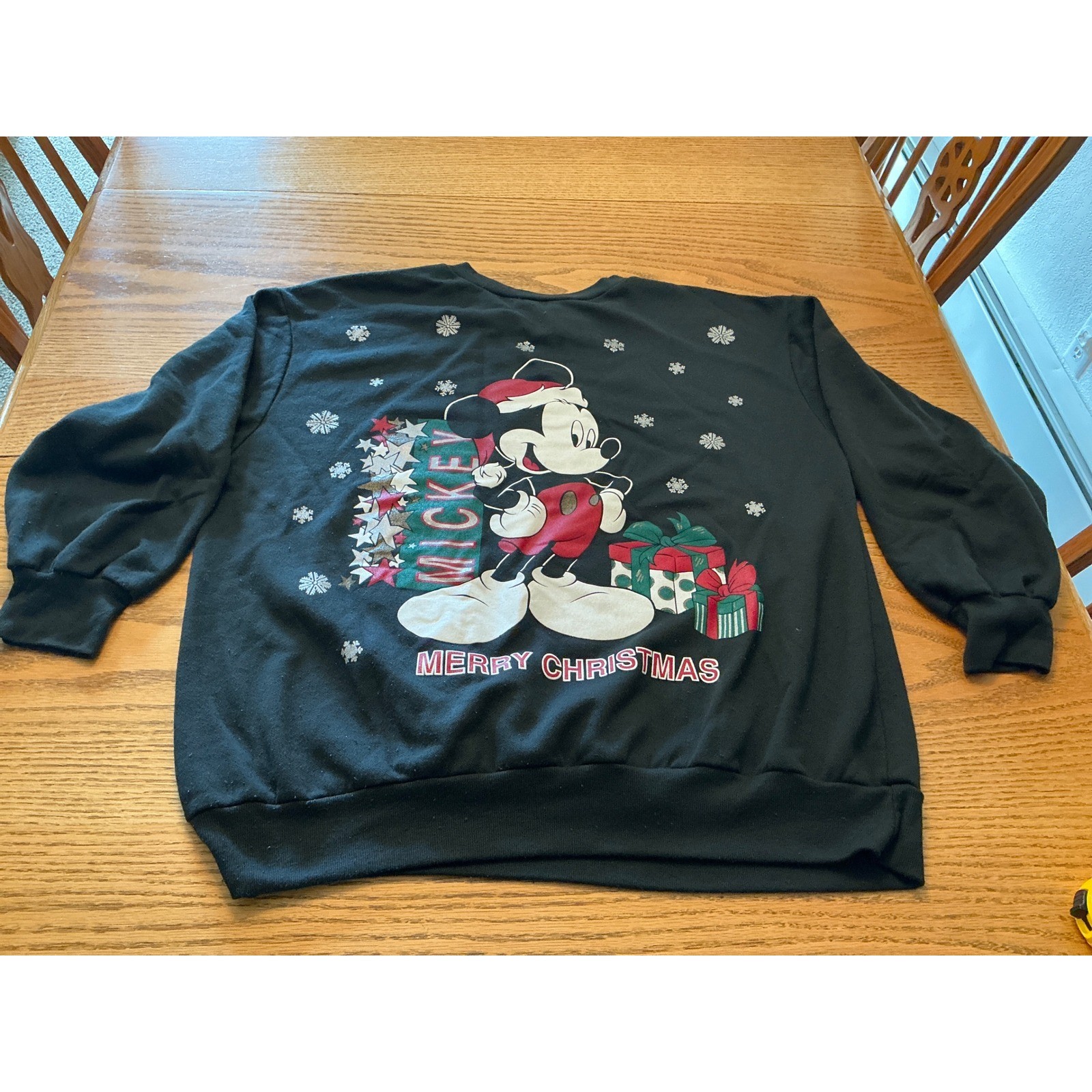 Vintage Mickey Unlimited Christmas Sweatshirt Black 1X Made in USA Disney 90s