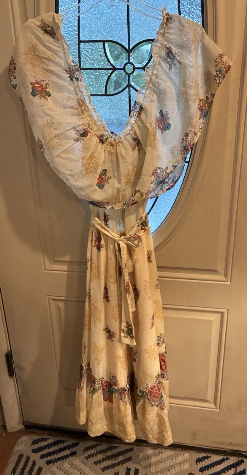 Vintage Beige Print Dress