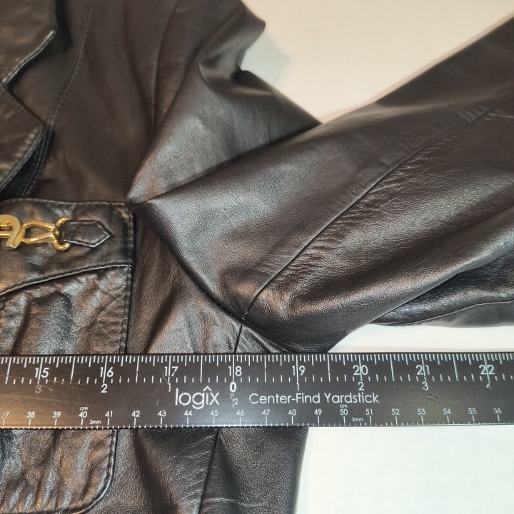 Vintage Etienne Aigner 100% Genuine Leather Size 8 Jacket Coat Black Hong Kong