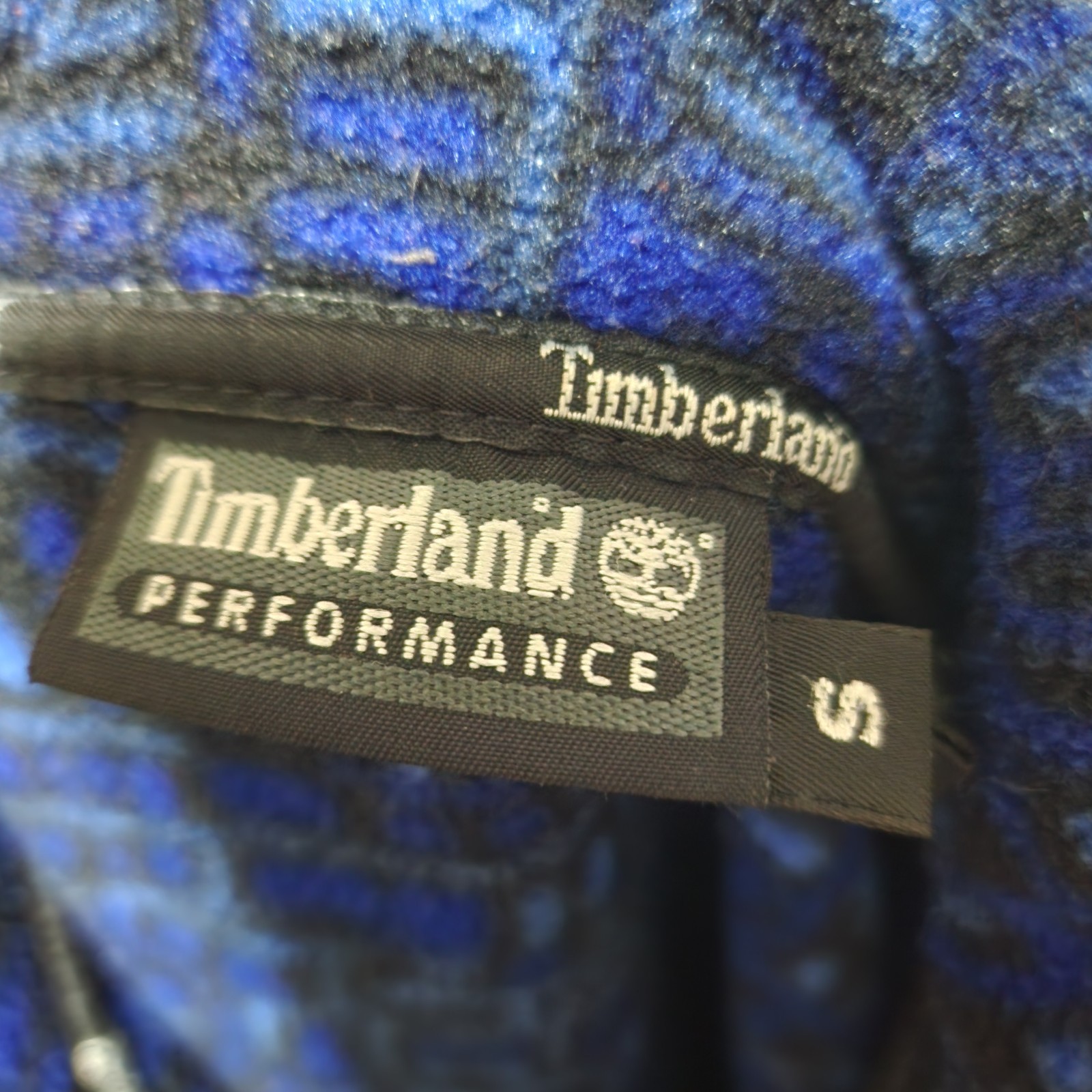 ​Vtg Timberland Performance Fleece Jacket Polartec Patterned Blue Geometric USA