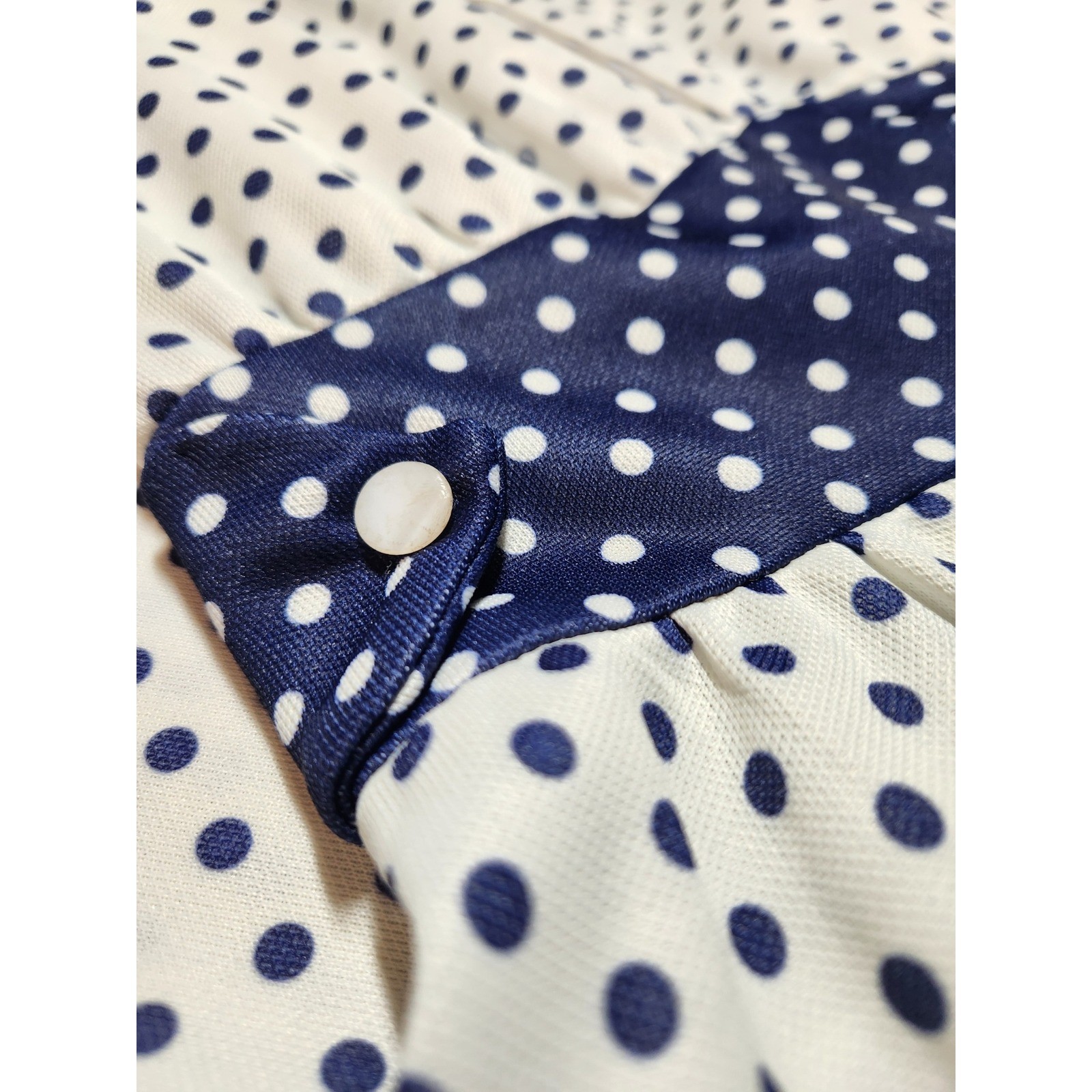 Vintage Polka Dot Midi Dress Navy White Rockabilly Pinup Cottagecore Nautical S