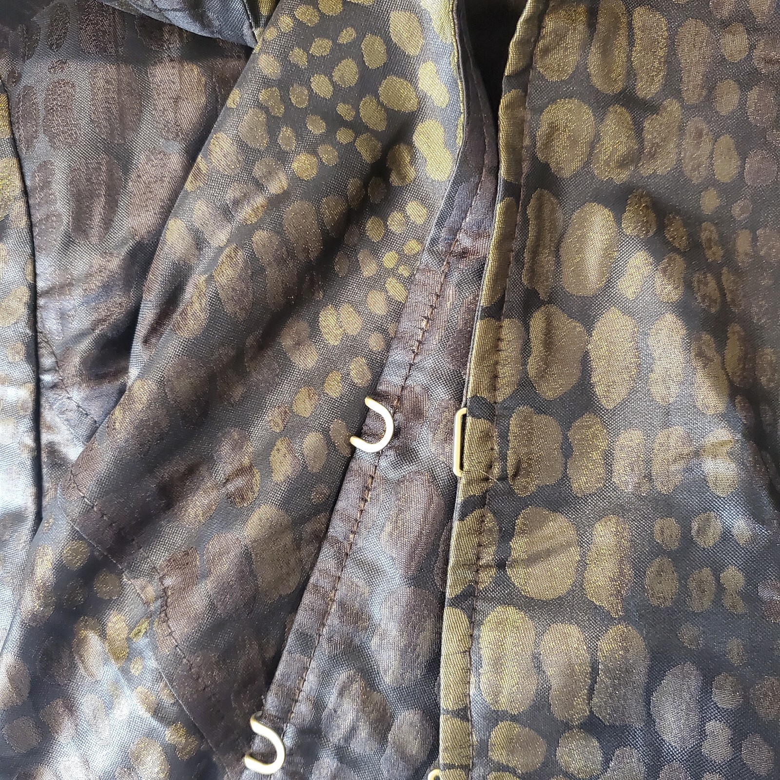 Carlisle Olive Green Brown Reptile Print Jacket Shiny Sz L VTG 90s