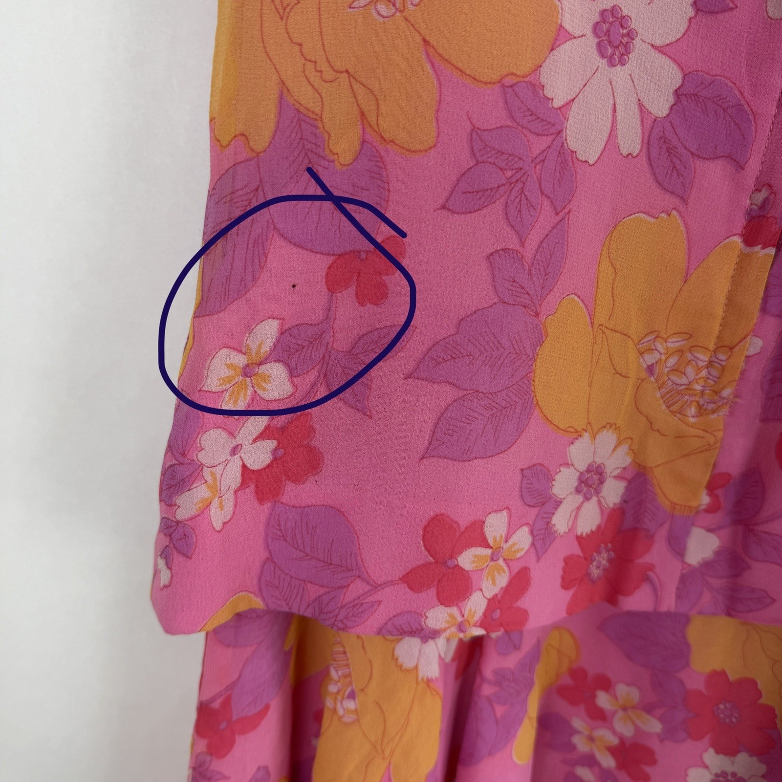 Vtg 60s Floral Dress Sue Gail Sleeveless Mod Psychedelic Pink Hippie Bright