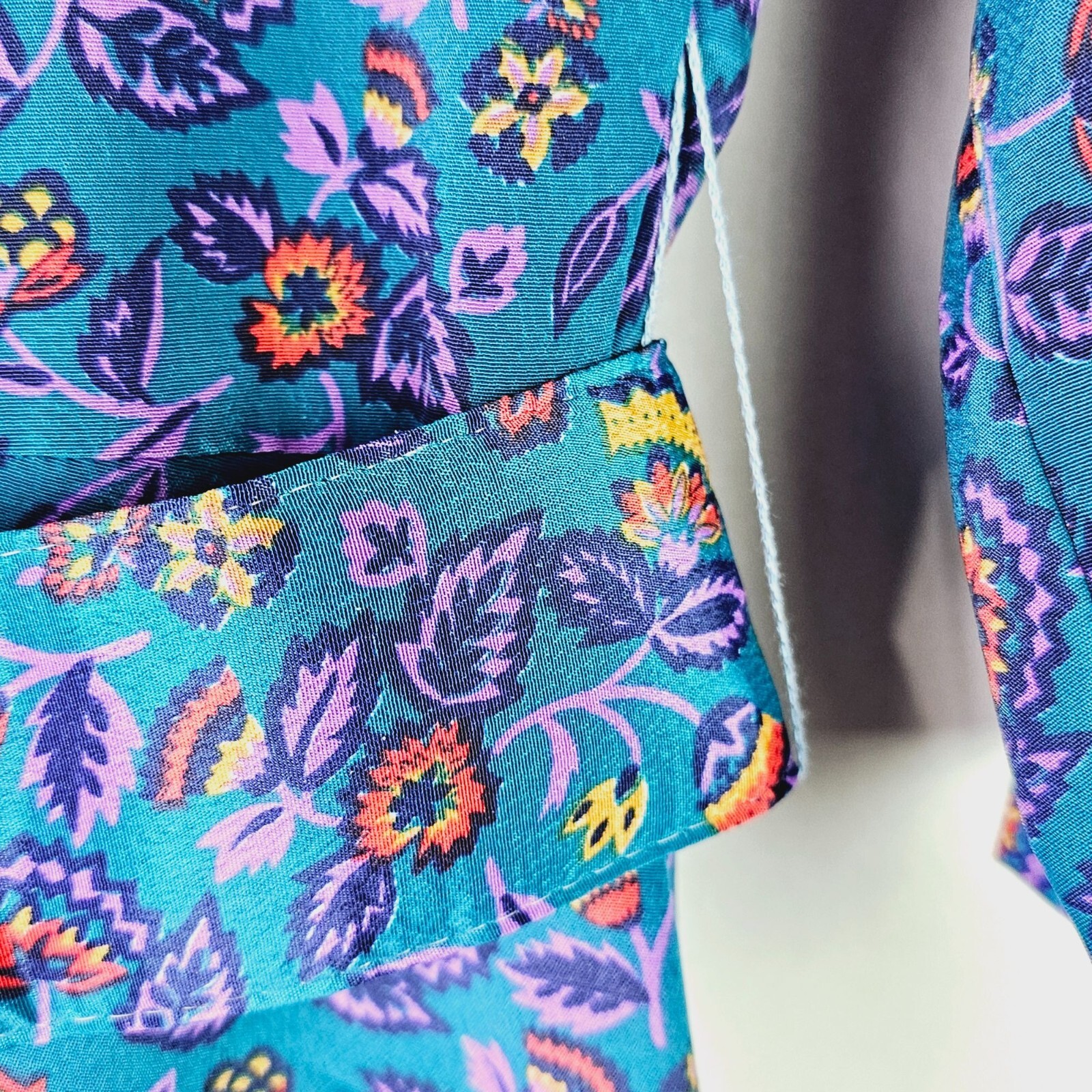 Vtg 1980’s Starlo Women’s Button Front Midi Belted Floral Dress w/ Pockets Sz 12