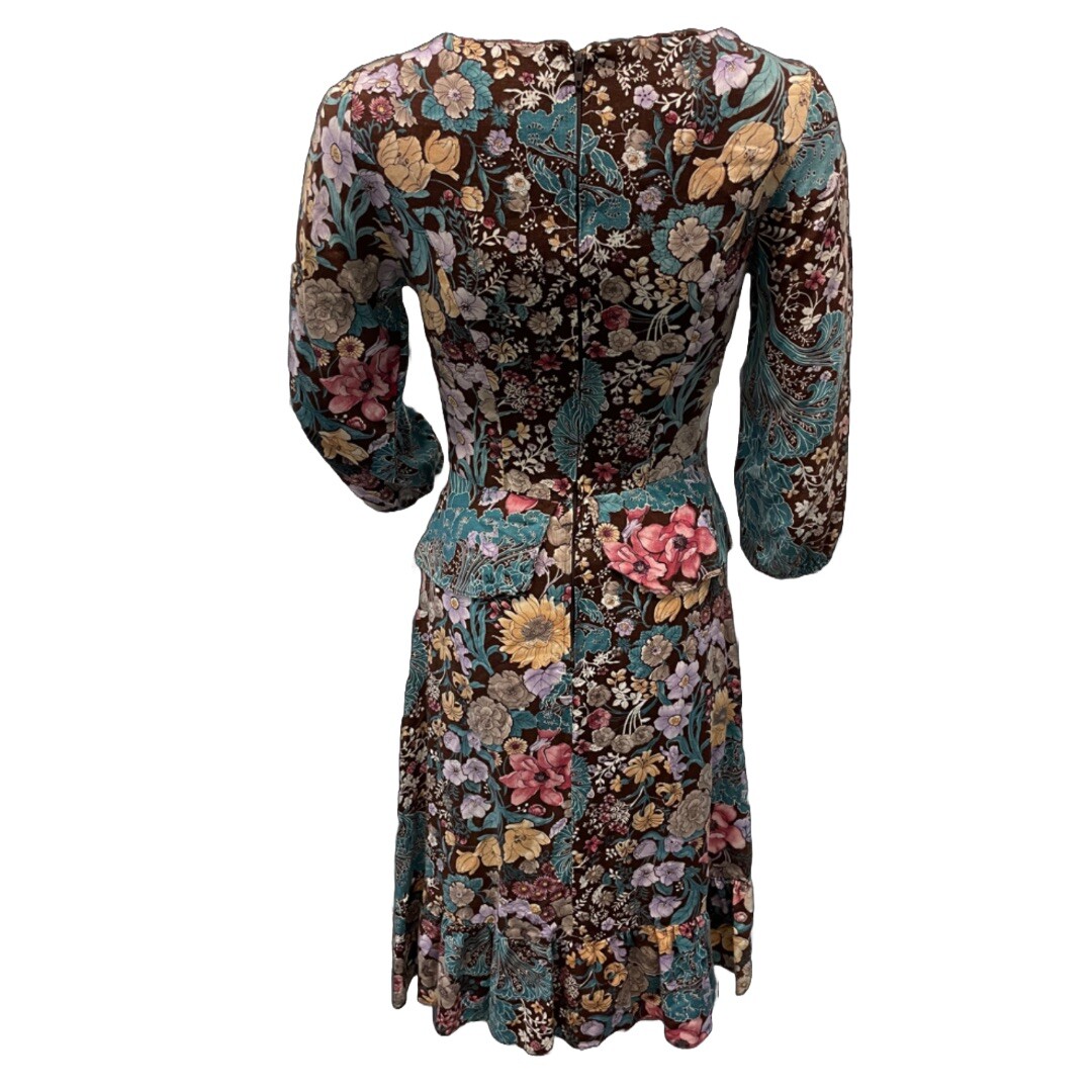 VTG 70s Paper Moon By Yvette Cottagecore Prairie Hippie Floral Dress Size Small