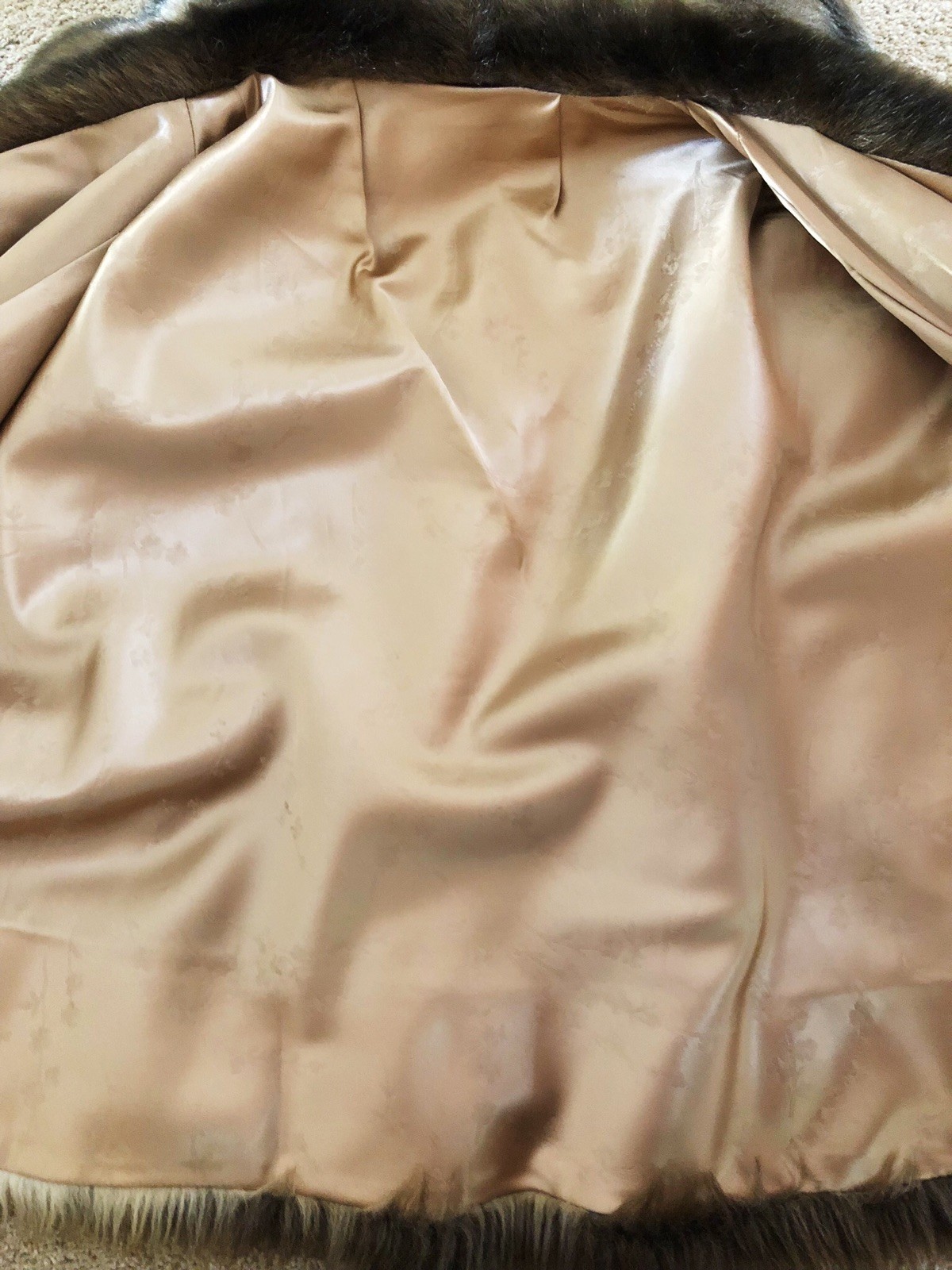 Vtg GLENOIT Women Faux Fur Cape Stole Coat S/M Brown Cream 1950s/60s Old Money