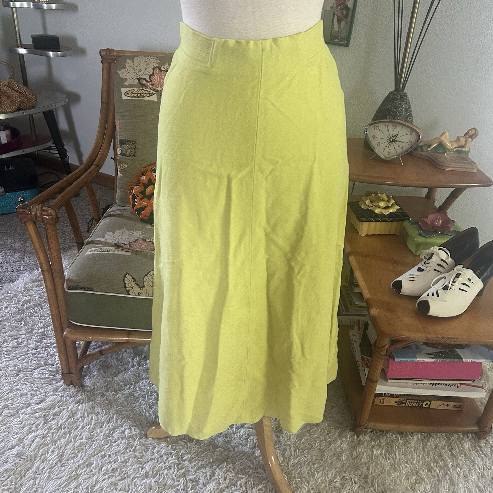 Vintage 1940s Suit Set | Jacket | Skirt | Chartreuse Green | S M | 40s