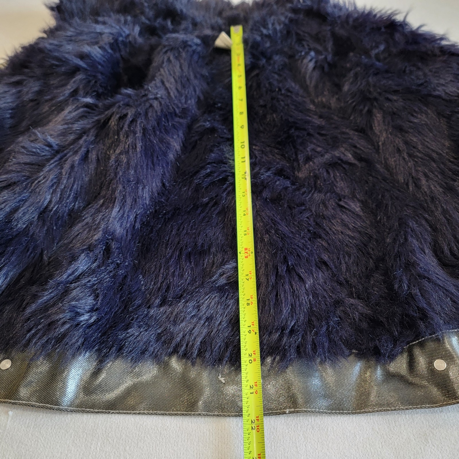 Vintage Karl Kani 90s Glossy Denim Black Jacket Blue Faux Fur Lining Women’s M