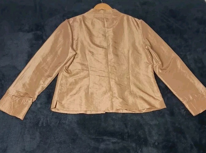 VTG Mirasol Silk Jacket Gold Mandarin Collar Frog Closures Embroidered Large