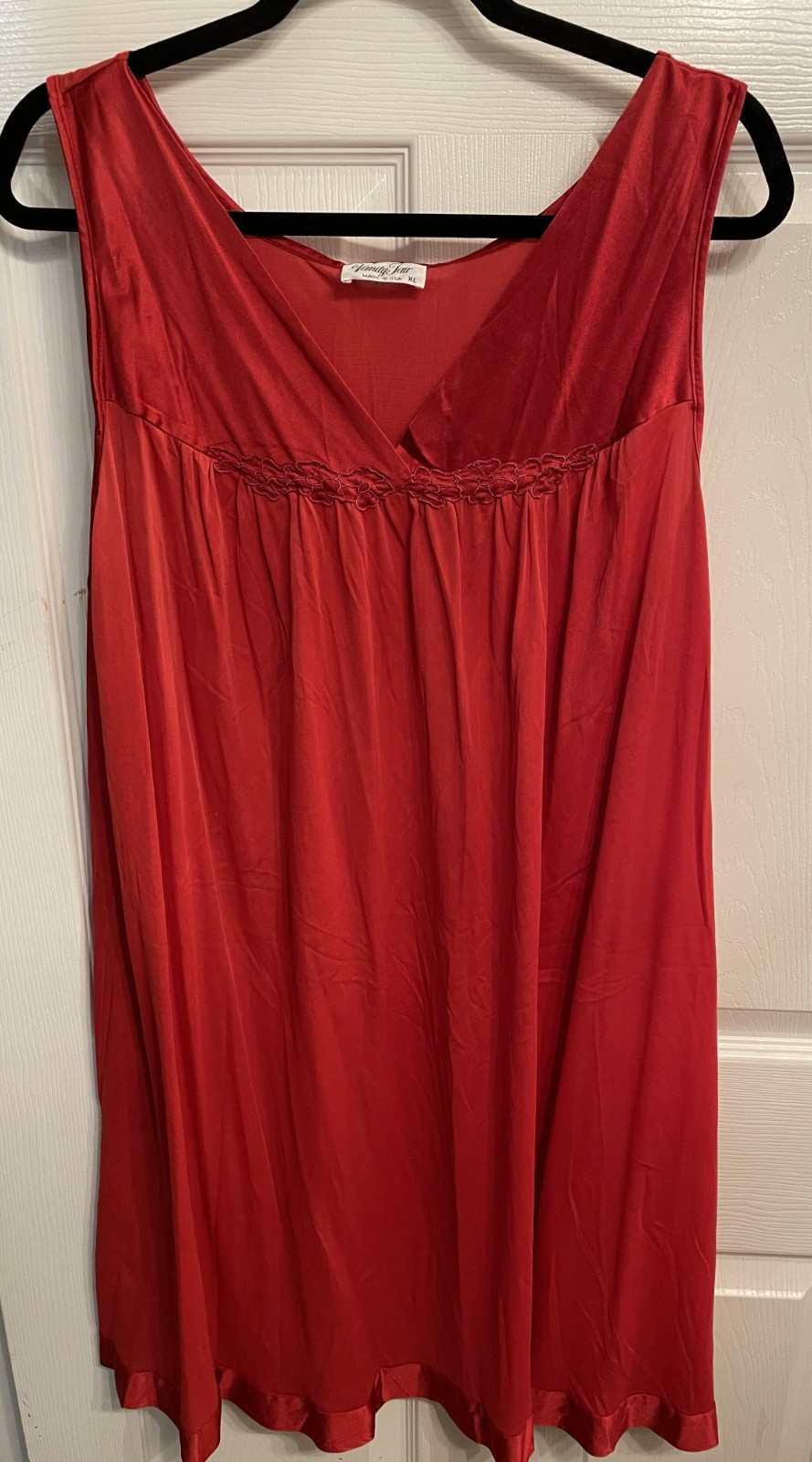 Vtg Vanity Fair Short Nightgown RED Nylon Style 30-807 Silky Sissy Size XL