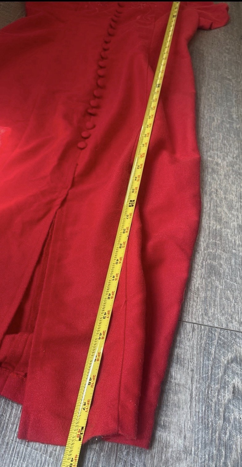 Vintage 90s Scarlett Red Mandarin Collar Embroidered Cheongsam Qipao Size 7/8