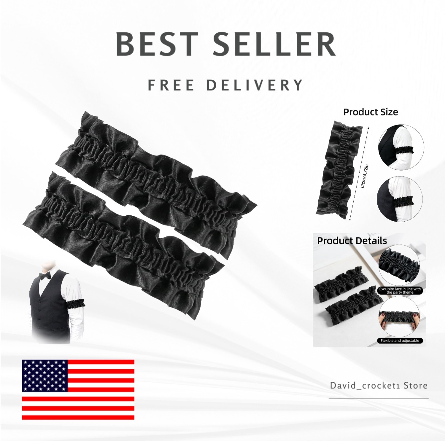 Lightweight Vintage Sleeve Garters with Pleats – Perfect for Roaring 20s Events