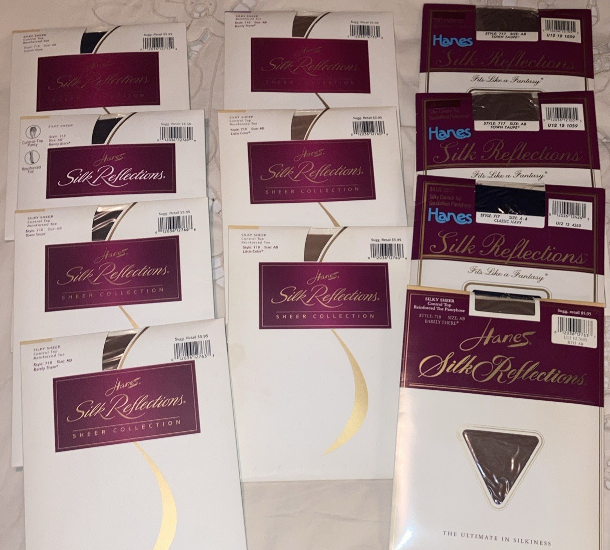 NIP ‘96,’95,’98 7 Hanes Silk Reflections Control Top Pantyhose Stockings Size AB